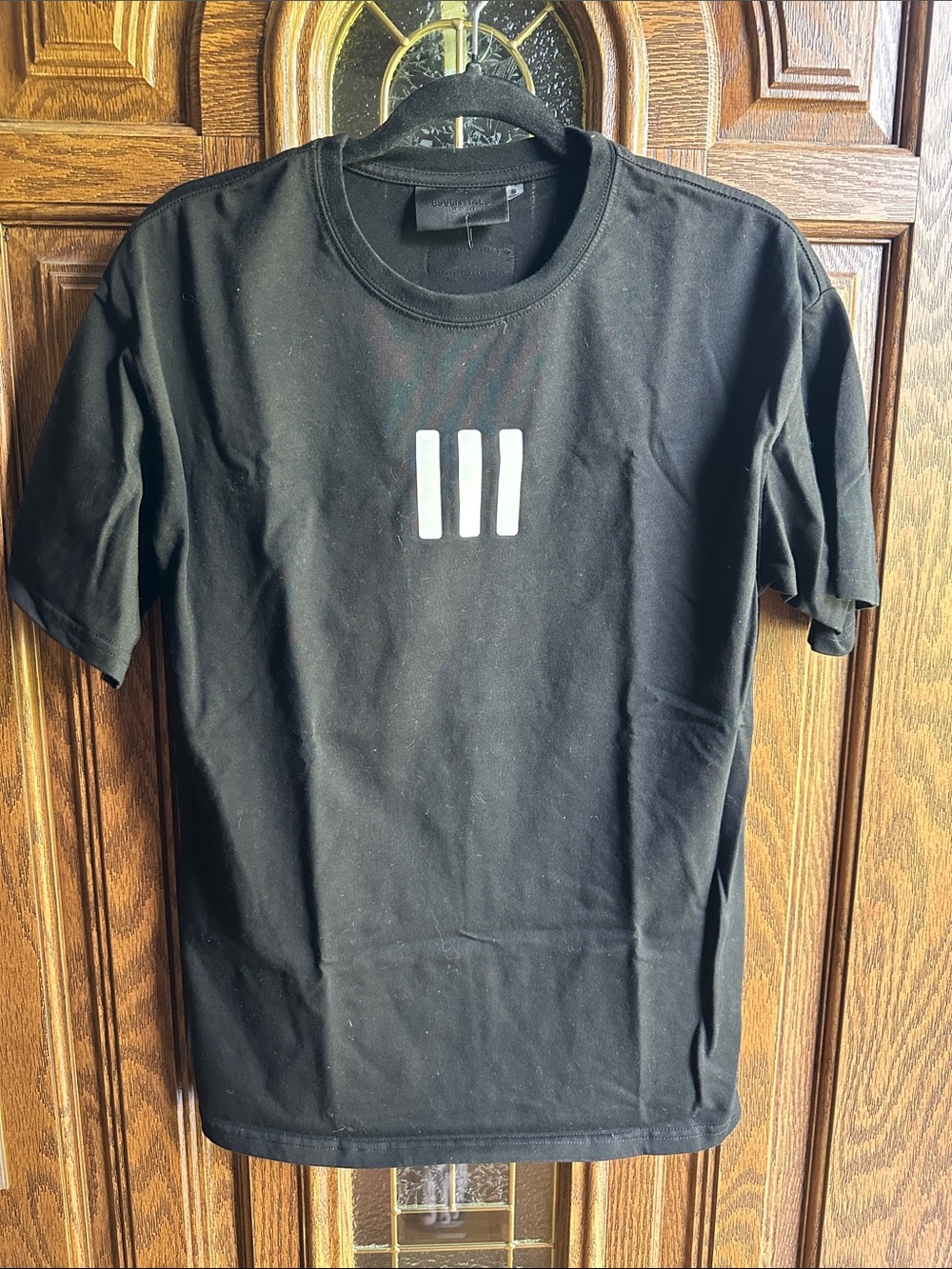 Essentials Black Short-Sleeve Tee with Three-Bar Chest Logo Size S